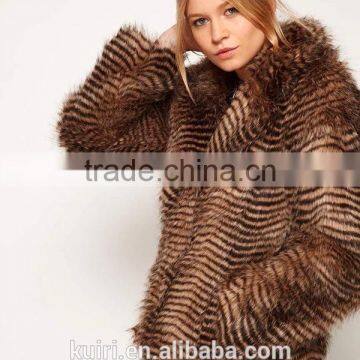 Brand 2015 Winter Women Long Turn-Down Collar Striped Faux Mink Fur Coats Plus Size Ladies Fur Coat Trench Outerwear