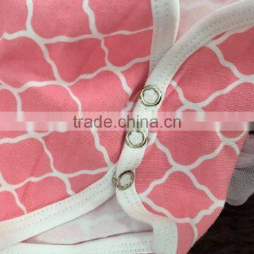2015 New Pink Quatrefoil Baby Romper Tutu Romper Dress With Matching Headband and Leg Warmer photo-2