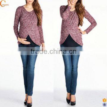 Long sleeve maternity clothes and nursing breastfeeding tops