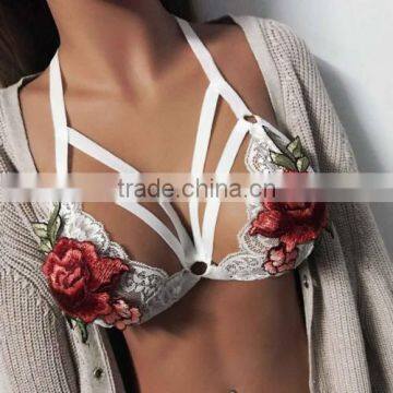 2017Wholesale Price Women Halter Hollow Floral sexy Bra