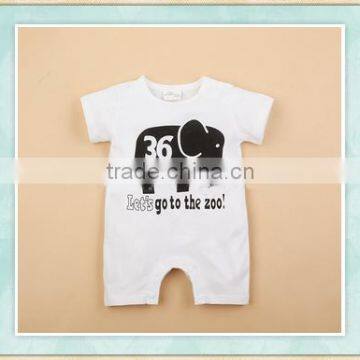 2017 Summer boutique clothing elephant print newborn boy clothes baby animal romper