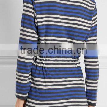 Comfortable Slip On 100% Cotton Womens Loungewear With Attached Belt in Colorful Stripes photo-4