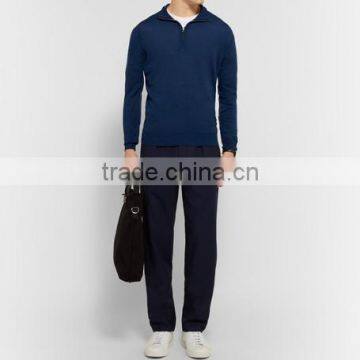 Customed Manufacturing Zipper-Up Navy Blue Sweater Men Pullover Sweater photo-6