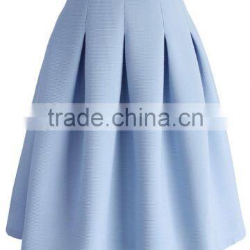 2016 Guangzhou Shandao Factory Summer New Arrivals Casual Pleated Blue High Waist Half Chiffon Lady Skirt photo-2