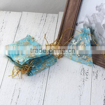 Wholesale Drawstring Rectangle Blue Angel Pattern Custom Organza Jewelry Bags photo-3