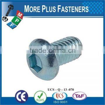 Made in Taiwan Button Head Socket Cap Screw Metric ISO 7380 Grade 10 9 Coarse Bare Steel Zinc Plated