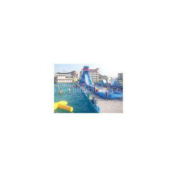 High Durability Water Inflatable Slides Blue White Color Fire Resistant