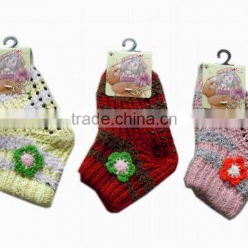 Anti-slip Striped Knitted Warm Cute Floor Socks With Flower photo-4