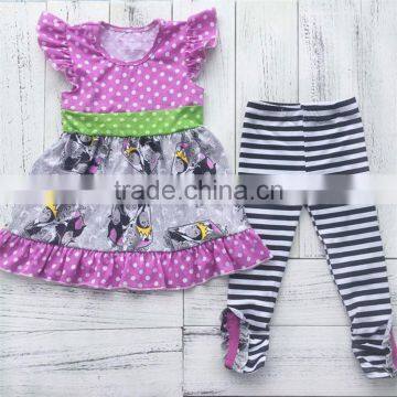 New arrival OEM design stripe cartoon pattern girl halloween ruffle outfits