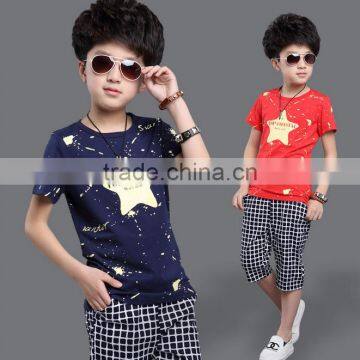 B40727A 2017 summer hot sale boys children cotton t shirts and shorts