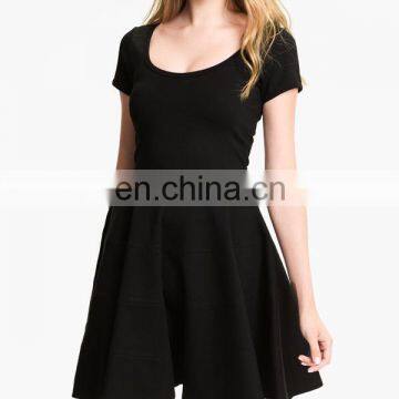 CHEFON Exposed back zipped ponte knit fit and flare new ladies fashion dress 2017 design