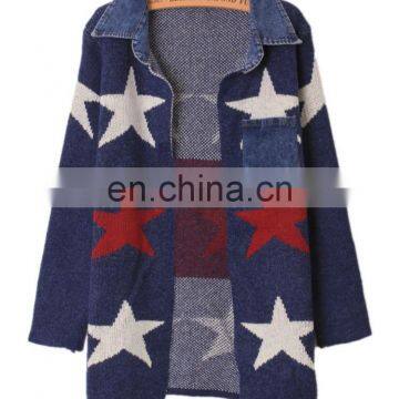 Long sleeve women little star extra knitted fashionable cardigan