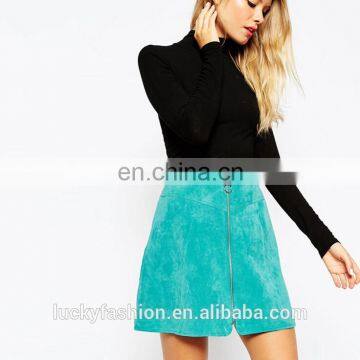 2016 Baiyimo custom ladies fashion A line mini skirt with zipper for young girls
