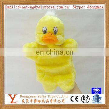 Realistic plush cute yellow chick hand puppet with googly eyes toy for sale