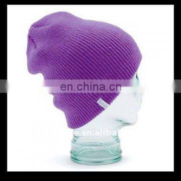 Customized Logo Solid purple winter Cuff Beanie,Knitted hat