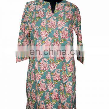 Cotton Hand Block Printed Kurti Tunic photo-2