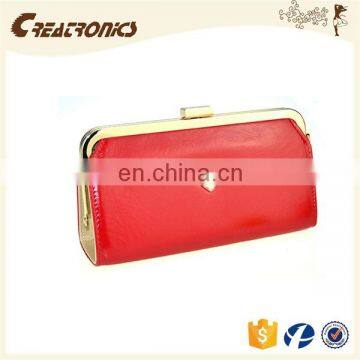 CR 80% customers repeat orders shining pu surface long chain women lock wallet red new luxury wine purse