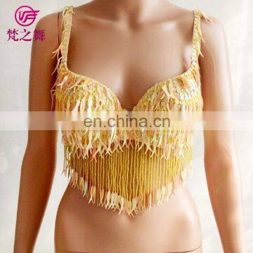 Egypt professional Performance sequin beaded tassel belly dance bra