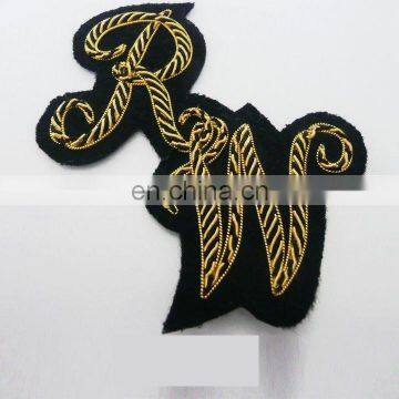 professional factory fashion badges hand embroidered bullion badges