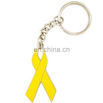 Cheap Blank Metal Yellow Ribbon Keychain