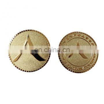 Wholesale Promotion Cheap Custom Made Metal Crafts Embossed Design Zinc Alloy Gold Coin Badge