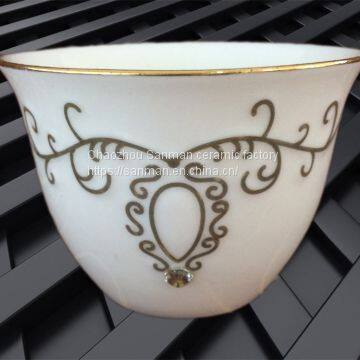 New Design Good Sale Windown Gift Box Ceramics Arabic White Gold Cawa Cup