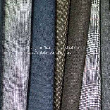 Fashion Polyester TR Men's suit Fabric  Woven Check Suiting Fabric Manufacturer uniform