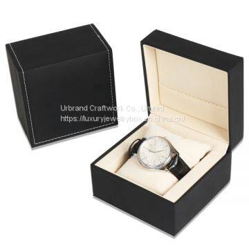 Cheap price PU watch box single leatherette display box with custom logo