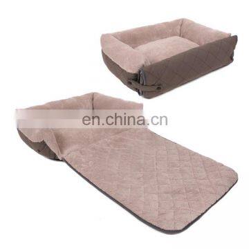 Wholesale Grey Multifunctional Soft Quilting Plush Pet Bed