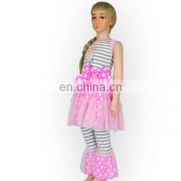 Fashion Girls Embroidery Stripe Clothing Sets Easter Boutique Outfits Baby Clothes Set photo-2