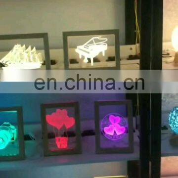 New Product 3D Wooden Photo Frame Led Acrylic Table Desk Night Light Lamp