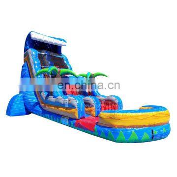 Tropical Fireblast Tsunami Waterslide Inflatable Kids Water Slide With Pool