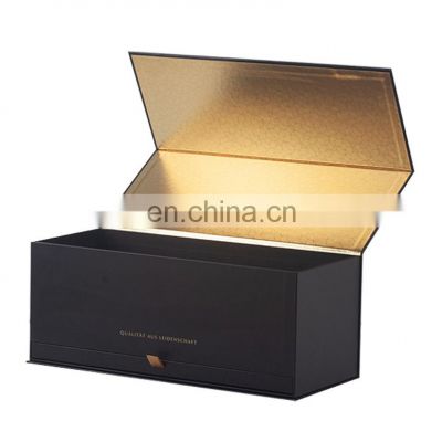 Luxury foil printing wine champagne chocolate box with truffle insert gold paper packaging for products wedding ceremony gift