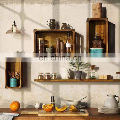 Rustic Finish Nesting Boxes Fruit Wooden Crates in Bulk Vintage Home Garden Stacking Wooden Rustic Custom Wood Crates