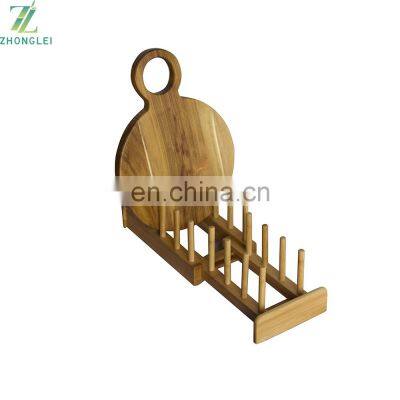 Bamboo Dish Plate Bowl Cup Book Pot Lid Cutting Board Drying Rack Stand Drainer Storage Holder Organizer Kitchen Cabinet