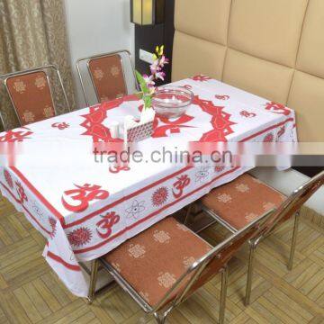 Indian Cotton Table Cloth Red-White OM Spiritual Printed Dinning Table Cloth Vintage Wall Hanging Throw Bed Sheet Cover TC66