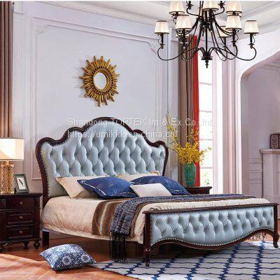 Solid Wood Bed Frame Easy Assembly Wooden Bedroom Furniture Bed With Vintage Headboard photo-2