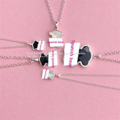 TOUS S925 Silver High Quality 1:1 Black Agate Touses Necklace 115434540 Earrings Suit Jewelry photo-4