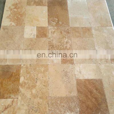 Good Quality Customized Cheapest Price Mix Tuscany Travertine Tiles  Pattern Set Tumbled CEM-FPT-12