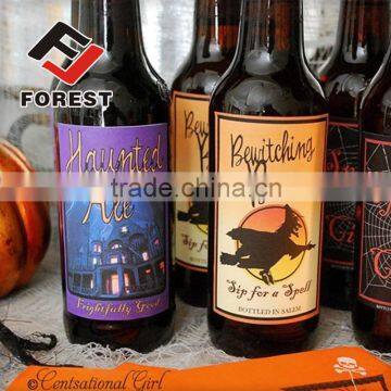 Customized adhesive paper labels for beer bottles, bottle label packaging