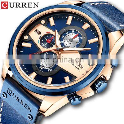 CURREN New 2021 Men's Casual Sports Watch Men's Blue Top Brand Luxury Military Rubber Watch 8394