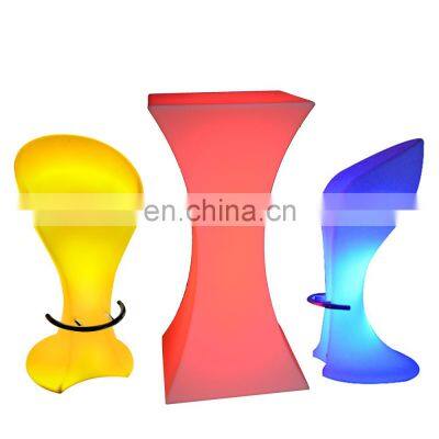 glow illuminated event night club led light bar stool furniture high cocktail table chair set