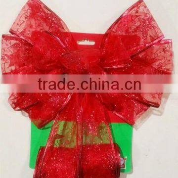 Christmas Butterfly Knot With Glitter Paint, Ribbon Bow Suitable for Christmas Packaging and Wedding Decoration photo-6