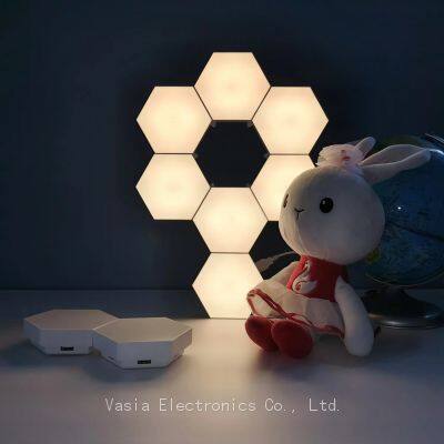 Best seller on Home Decoration Splicing Lights 3d wall lamp with sticker hexagon Modular Light Creative Products