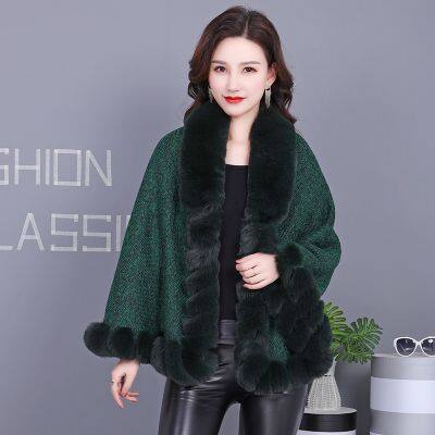 2025 New Coat Cloak Imitation Fur Knitted Shawl Coat Plush Outside to Wear photo-3