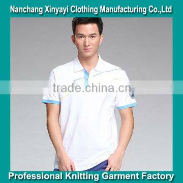 High Quality Polo Collar T-Shirt for Men Wear with Embroidery Patch Design on Sleeve Custom Made Clothing Manufacturers