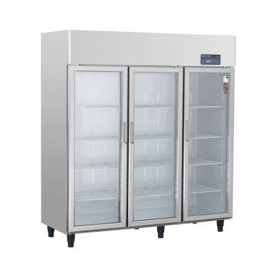 Commercial Grade American Style Upright Glass Door Chiller With 304 Stainless Steel Frame