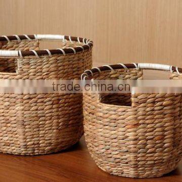 High quality best selling eco-friendly Set of round natural water hyancinth basket from Vietnam