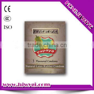Papaya flavored male condoms ulltra lubricant condoms OEM