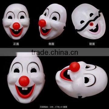 In stock cheap Halloween Cute plastic Clown mask PVC party Masks with red rose